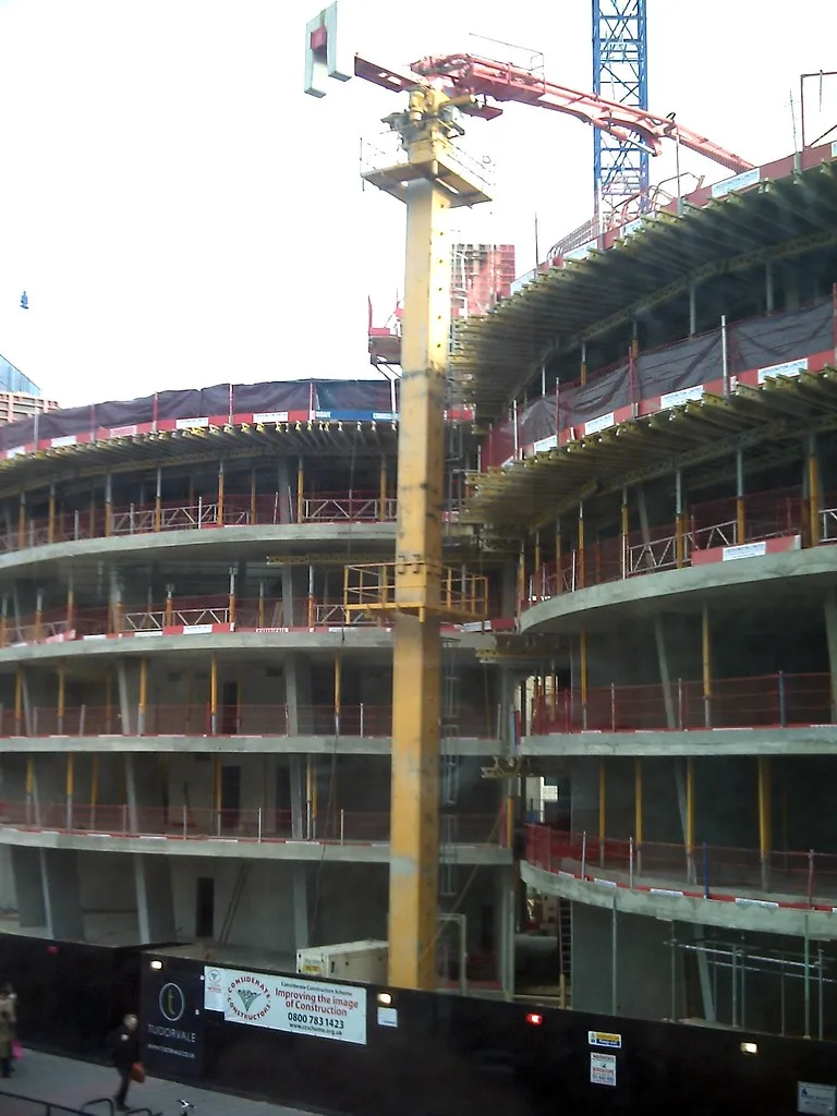 Concrete pump on a construction site